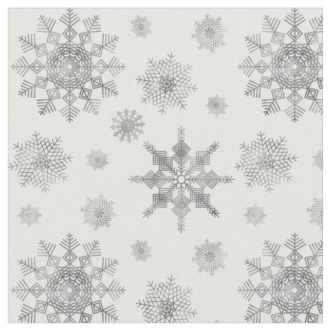 Silver Gray Snowflakes Pattern Stoff (Nahaufnahme)