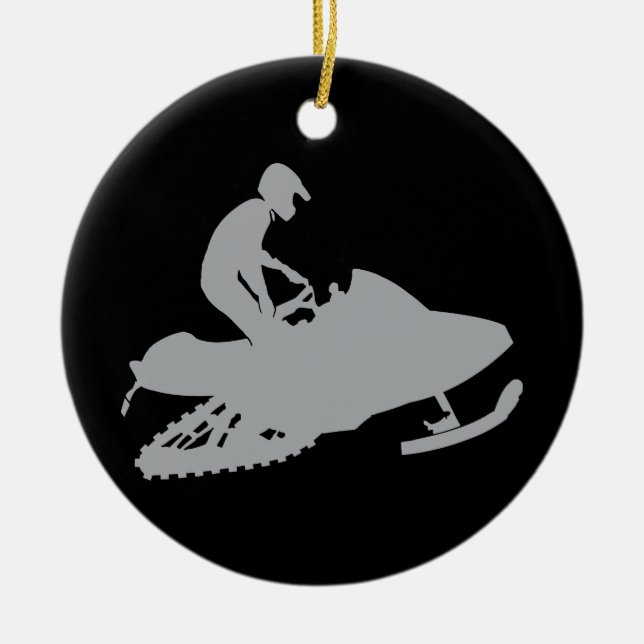 Silver Gray Snowmobiler Keramik Ornament (Vorne)
