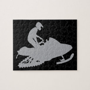 Silver Gray Snowmobiler Puzzle