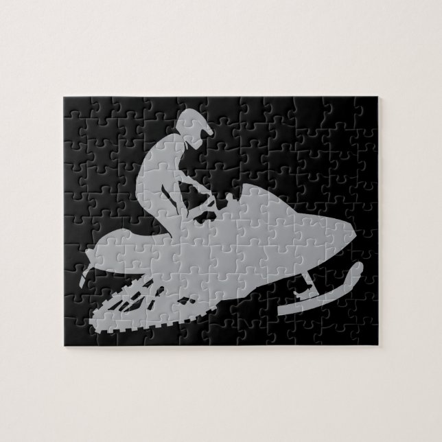 Silver Gray Snowmobiler Puzzle (Horizontal)
