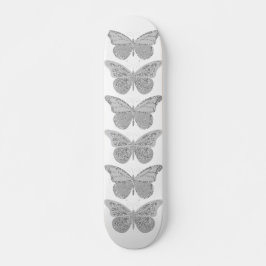 Silver Gray Sparkle Butterfells Skateboard