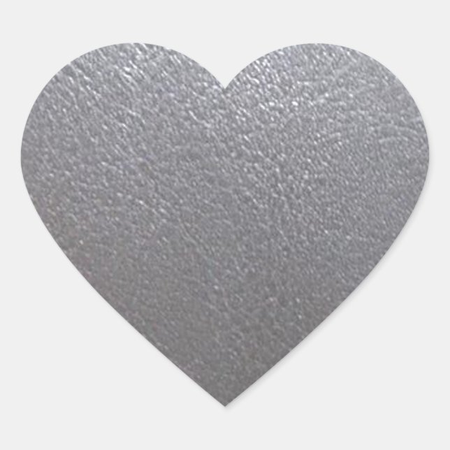 SILVER Gray Sparkle : Lederlook finish Herz-Aufkleber (Vorderseite)