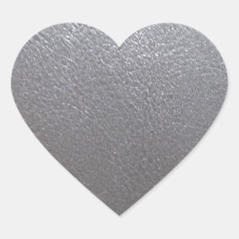 SILVER Gray Sparkle : Lederlook finish Herz-Aufkleber