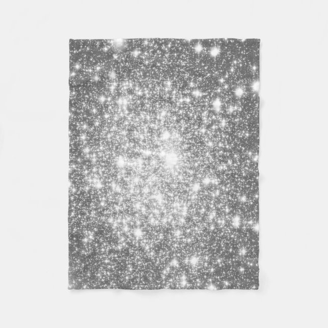 Silver Gray Stars Fleece Blanket (Vorderseite)