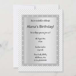 Silver Gray STRIPE STAR Party Einladungen