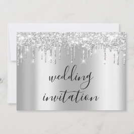 Silver Gray Tropfens Gray Black Spark Wedding Einladung