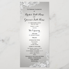 Silver Gray Vintag Floral Lace Wedding Program Programm