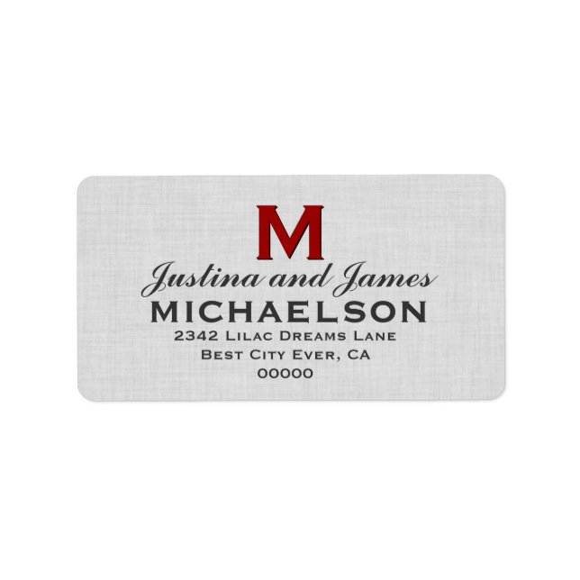 Silver Gray Wedding Monogram M Template V01 Adressaufkleber (Vorne)