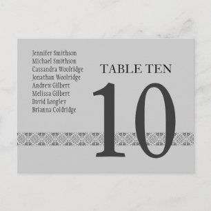 SILVER & GRAY Wedding Tischnummer Card Empfang