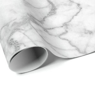 Silver Gray White Carrara Marble Stone Glam Minima Geschenkpapier