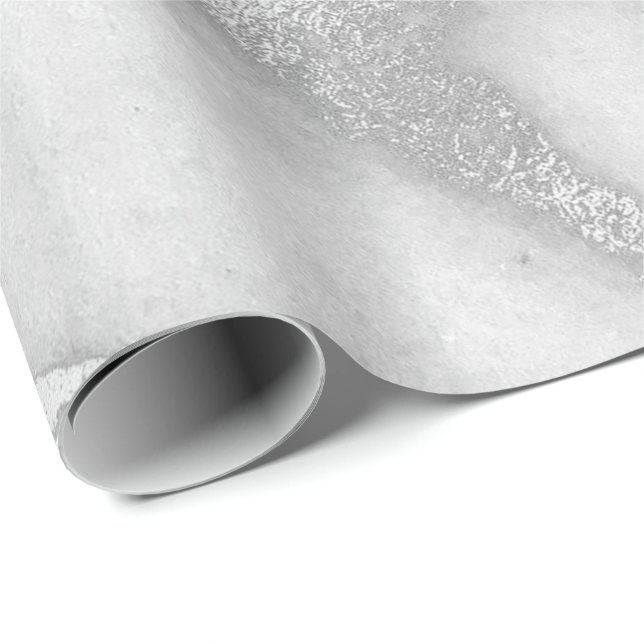 Silver Gray White Marble Metallic monochromatisch Geschenkpapier (Rolleneckpunkt)