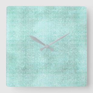 Silver Gray White Sequin Metallic Aqua Beach Quadratische Wanduhr