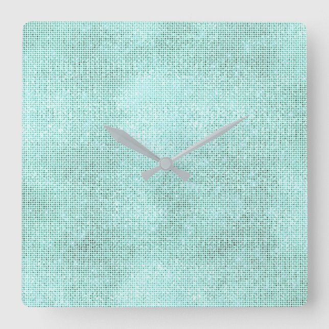 Silver Gray White Sequin Metallic Aqua Beach Quadratische Wanduhr (Vorderseite)