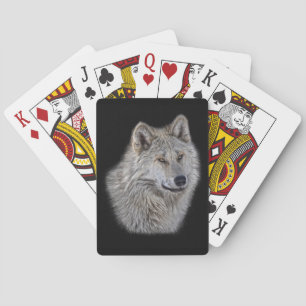 Silver Gray Wolf Wildlife Portrait Spielkarten
