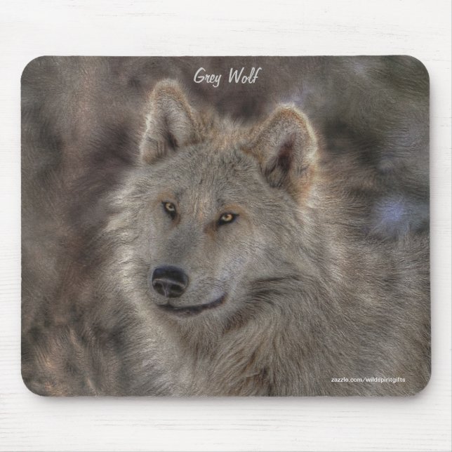 Silver Gray Wolf Wilhelm Tell Mousepad (Vorne)
