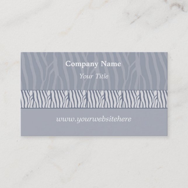 Silver Gray Zebra Print Business Card Visitenkarte (Vorderseite)