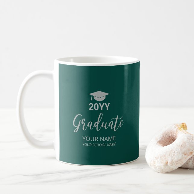 Silver & Green Personalisiert Abschluss Geschenke Kaffeetasse (Mit Donut)