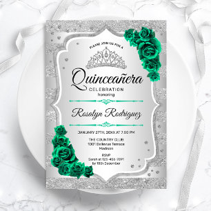 Silver Green Quinceanera Einladung