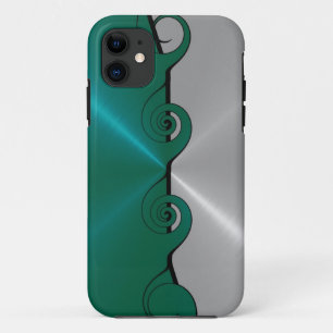 Silver Green Stainless Metallic Swirl Muster Case-Mate iPhone Hülle