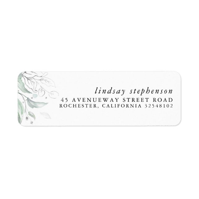 Silver Greenery Elegante Modernes Label (Vorne)