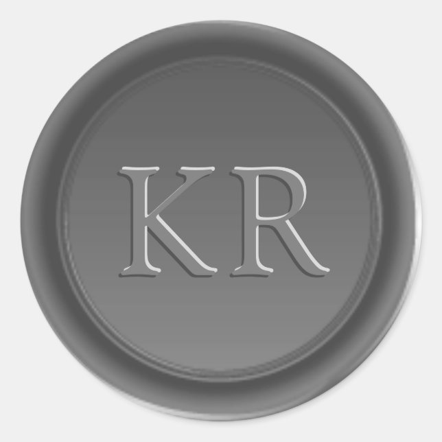 Silver Grey Elegant Monogram Wax Siegel Runder Aufkleber (Vorderseite)