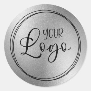 Silver Grey Foil Look Logo Runder Aufkleber