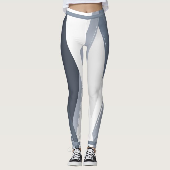 Silver Grey Geometric Women's Leggings (Vorderseite)