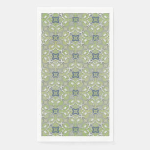 Silver Grey Green Blue Metallic Filigree Muster Serviette