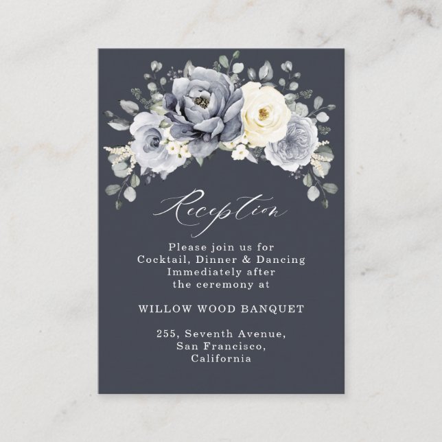 Silver Grey Ivory Floral Winter Rustic Wedding Enc Begleitkarte (Vorderseite)