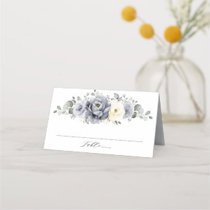 Silver Grey Ivory Floral Winter Rustikale Hochzeit Platzkarte