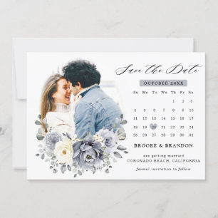 Silver Grey Ivory Floral Winter Rustikale Hochzeit Save The Date
