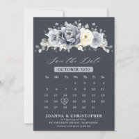 Silver Grey Ivory Floral Winter Rustikaler Kalende
