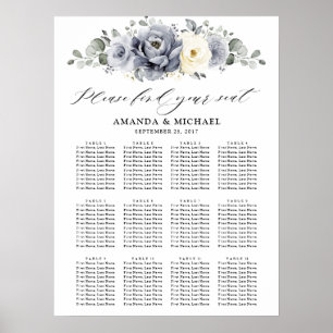 Silver Grey Ivory Winter Wedding Chart Poster