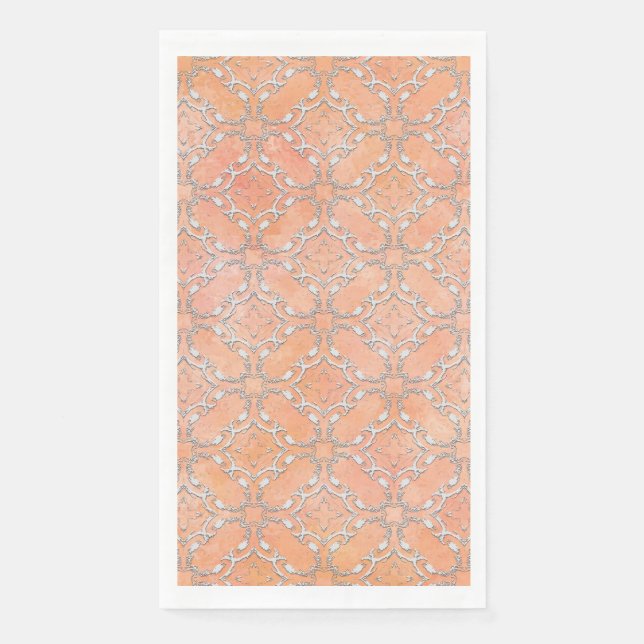 Silver Grey Pink Orange Metallic Filagree Pattern Serviette (Vorderseite)