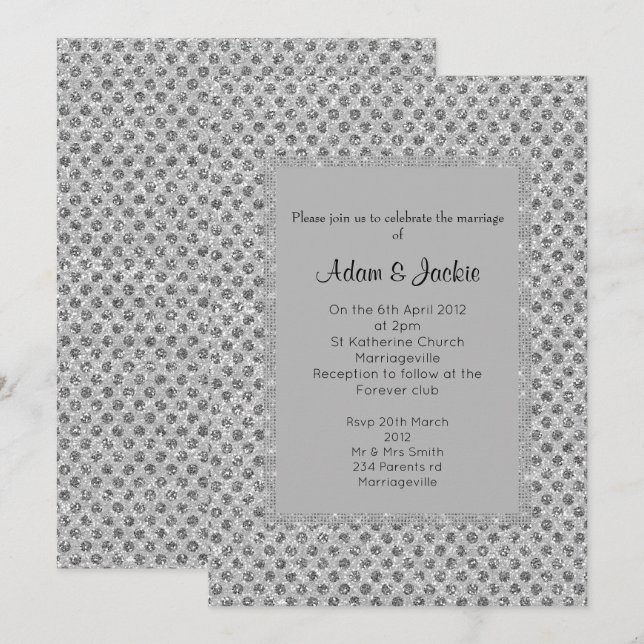 Silver Grey SPOT ELEGANT WEDING Einladung (Vorne/Hinten)