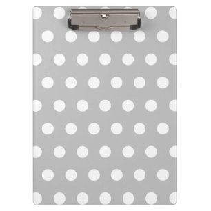 Silver Grey White Polka Dots Muster Klemmbrett