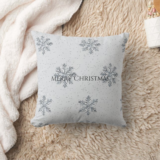 Silver Grey Winter Snowflakes Christmas Kissen (Decke)