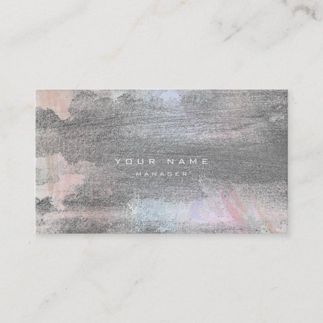 Silver Grungy Pastel Blue Cement Wall Gray Minimal Visitenkarte (Vorderseite)