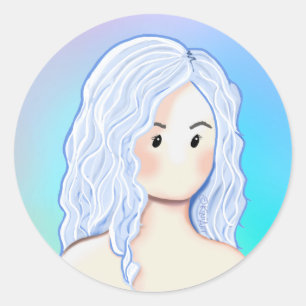 Silver Hair Beauty Runder Aufkleber