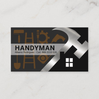 Silver Hammer Zuhause Silhouette Handyman Tools Visitenkarte