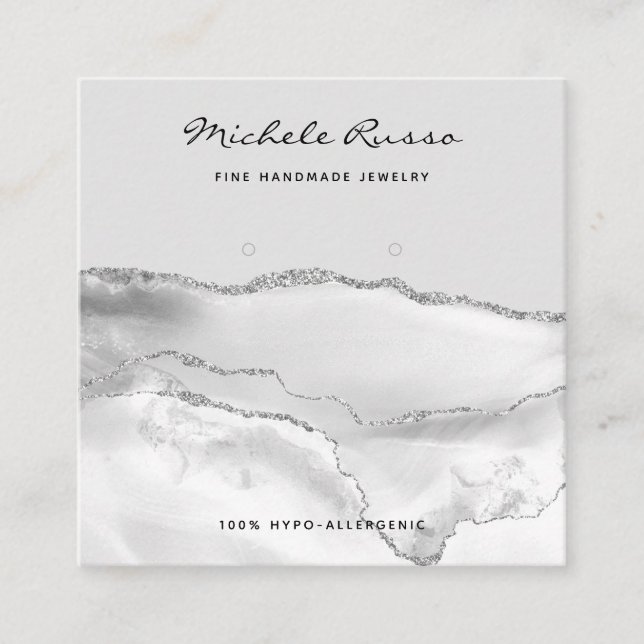 Silver Handmade QR Code Schmuckkarten Telefonnummerkarte (Vorderseite)