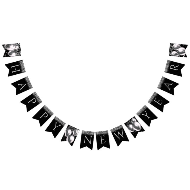 Silver Happy New Year Wimpelkette (Alle)