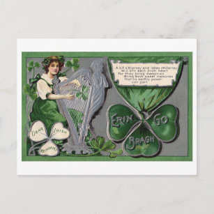 Silver Harp, Kleeblatt, St. Patrick's Day, Vintag Postkarte