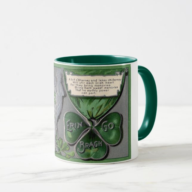 Silver Harp, Kleeblatt, St. Patrick's Day, Vintag Tasse (VorderseiteRechts)