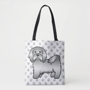 Silver Havanese Cartoon Dog Illustration & Paws