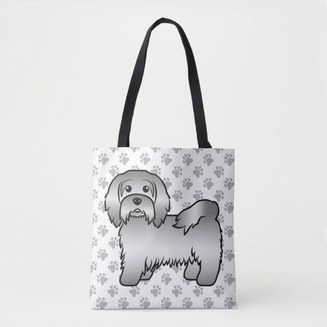 Silver Havanese Cartoon Dog Illustration & Paws (Vorderseite)