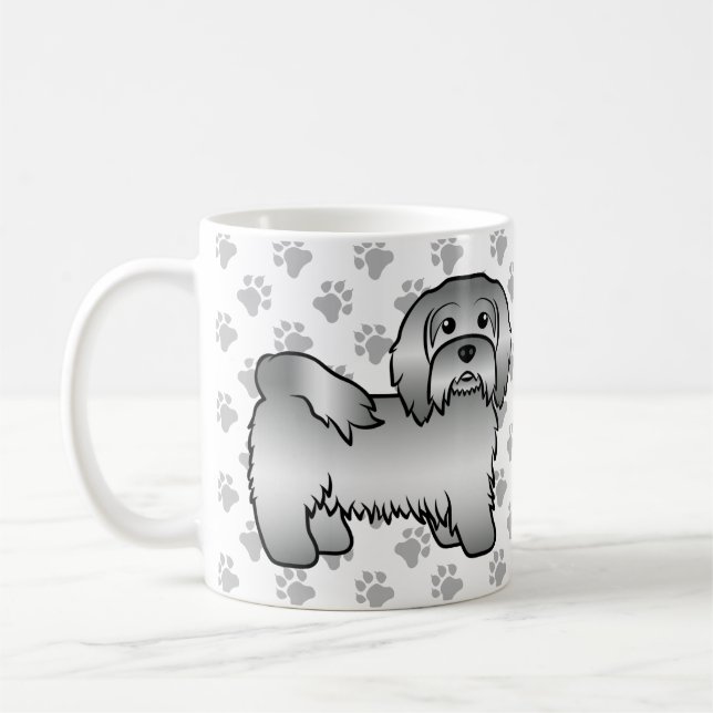 Silver Havanese Niedlich Cartoon Dog Illustration Kaffeetasse (Links)