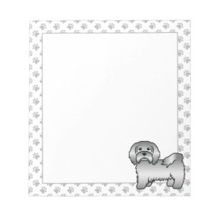 Silver Havanese Niedlich Cartoon Dog Illustration Notizblock
