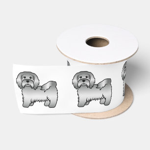 Silver Havanese Niedlich Cartoon Dog Illustration Satinband