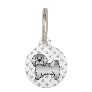 Silver Havanese Niedlich Cartoon Dog & Pet's Info Haustiermarke